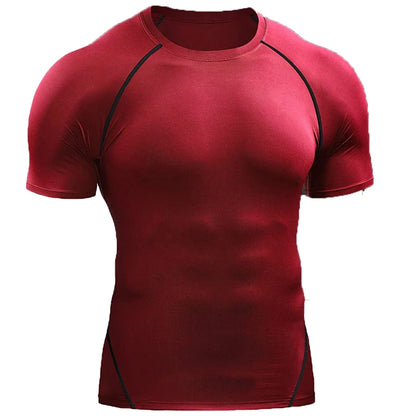 2025 Compression T Shirt Men Summer Sportswear Running T-shirt Elastic Quick Dry Sport Tops Tee Athletic Gym Workout Shirts Men
