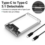 2.5 Inch HDD SSD Case SATA to USB 3.1 Type C 4TB Transparent External Hard Drive Housing Compatible UASP SATA III Laptop BEST Tools House Store