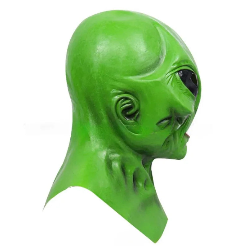 Máscaras de extraterrestre verde OVNI, disfraz de alienígena de terror para fiesta de Halloween, tocado de látex, accesorios divertidos para fiesta de disfraces de terror para adultos