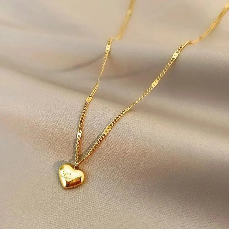 316L Stainless Steel Love Jewelry - Gold Peach Heart Engraved