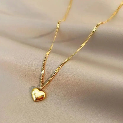 316L Stainless Steel Love Jewelry - Gold Peach Heart Engraved