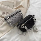 Allover Rhinestone Bucket Bag, Glitter Chain Prom Purse, Women's Mini Crossbody Bag (6.3*3.54) Inch Stone's Store