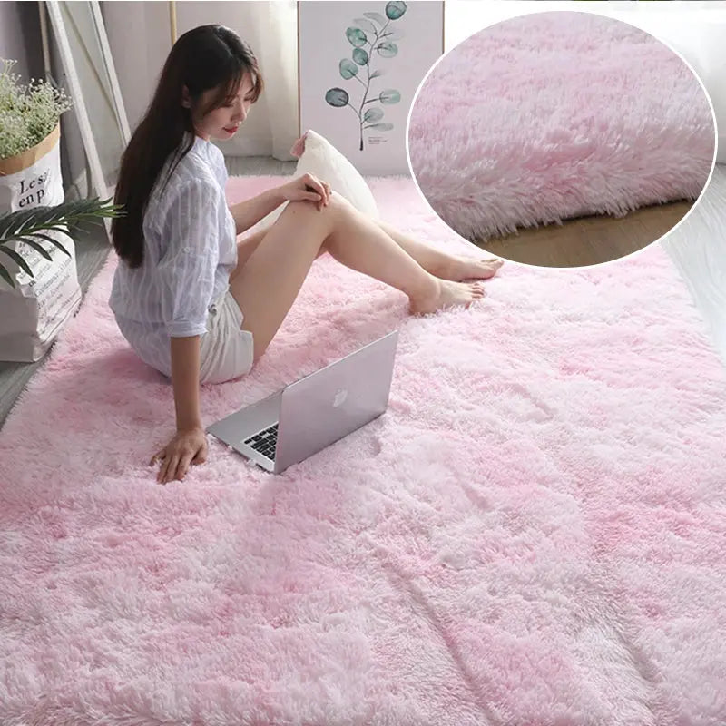 RainbowCloud Plush Rug – Soft, Fluffy & Vibrant! Happier so luckly Store
