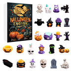 24Pcs Ghost Pumpkin Figurines Halloween Advent Calendar Box Resin Spooky Black Car Bat Ornaments Countdown Calendar Surprise Box