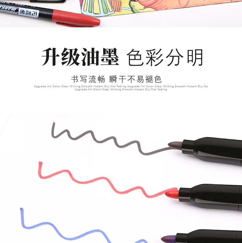 Permanent Marker Pen Manga Drawing Markers Black Blue Red Waterproof Ink Sketch Pens Stationery Art School Supplies Tiptop Co., LTD.