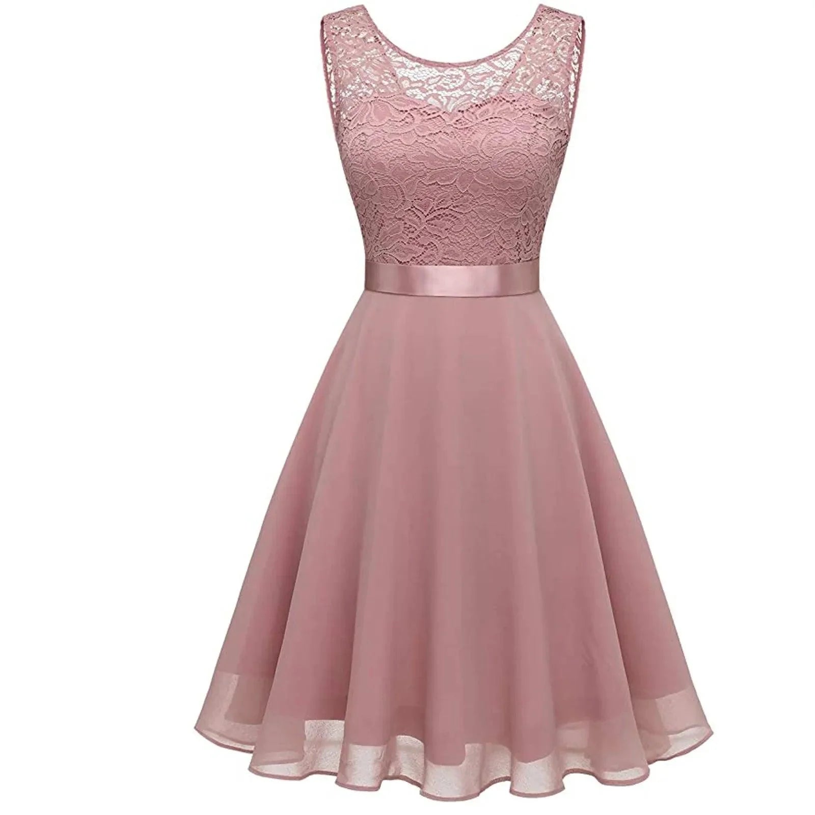 Chic Sleeveless Pink Lace Gown for Bridesmaids and Wedding Guests - Perfect for 2024 Celebrations Dress Shoes Women&#39;s Dropping Store