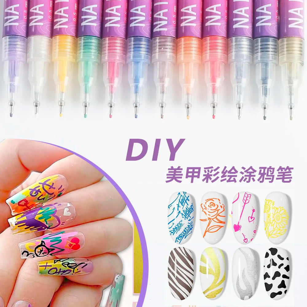 GlamStroke™ 12-Color Nail Art Pens