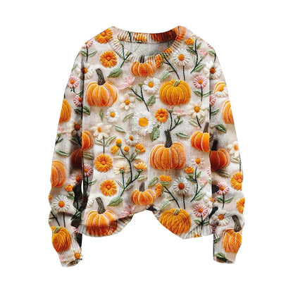 Autumn Winter Digital Printing Halloween Sweater Women Round Neck Party Club Knitwear Tops Casual Street Knit Jumpers Pullover