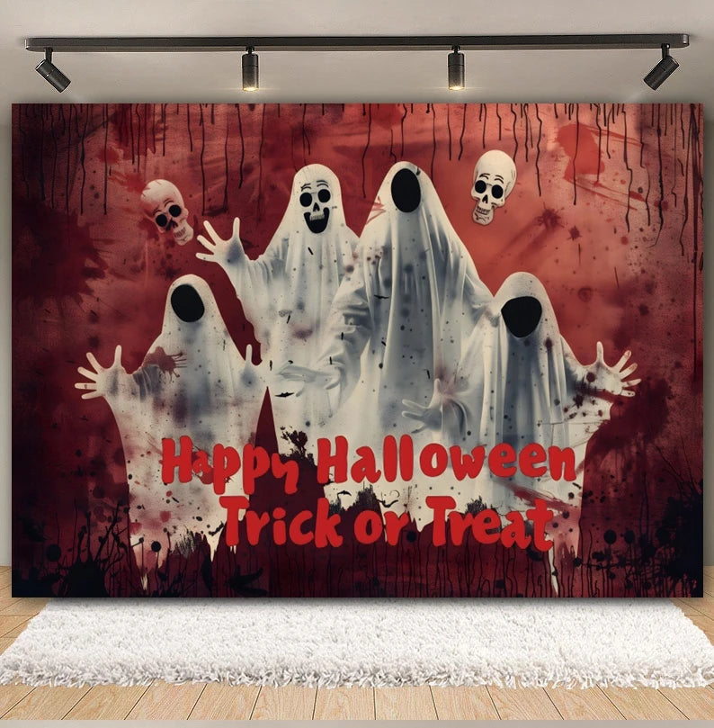 Horror Halloween Backdrop Blood Splatter Ghosts Bloody Handprints Haunted House Party Decor Photography Background Photo Studio