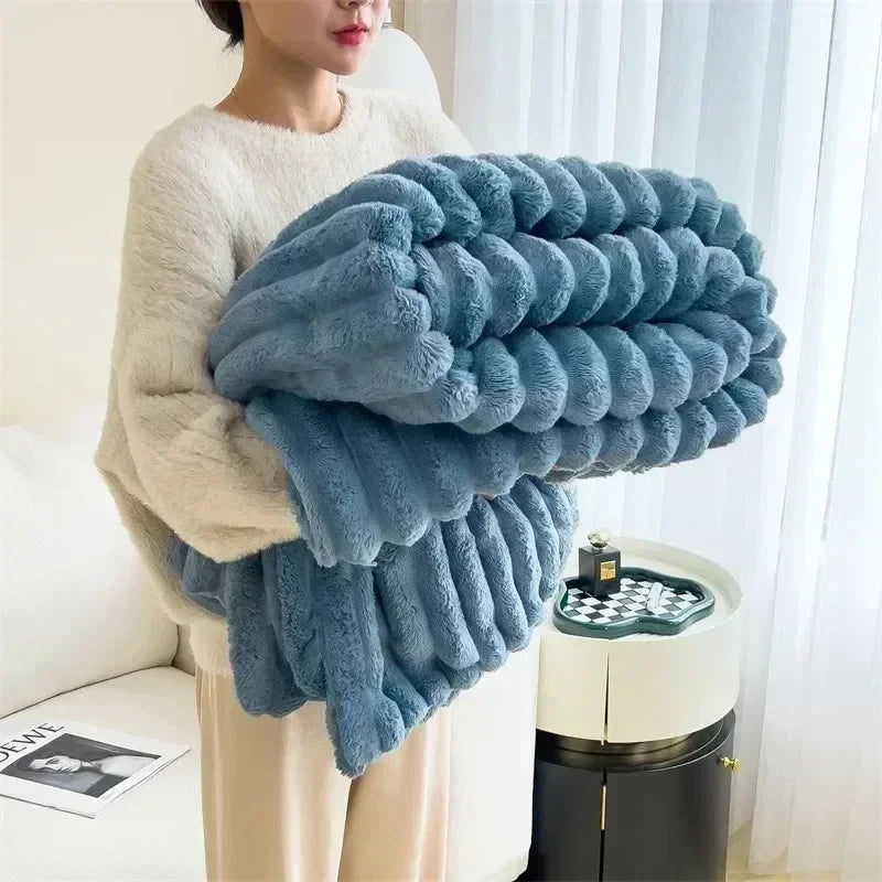 Snuggle Up in Softness: Coral Fleece Bunny Plush Blanket Shop1102735123 Store