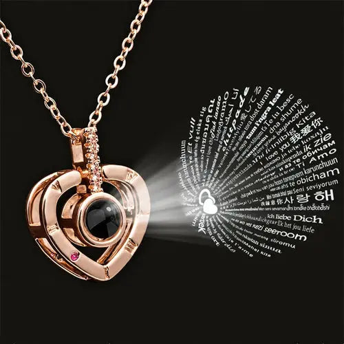 Collar de Proyección 100 Idiomas Te Amo Colgante Collares Para