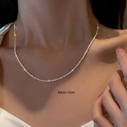 View details for Silver Color Sparkling Necklace For Women Trendy Clavicle Chain Choker