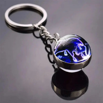 12 Constellation Keychain with Luminous Time Stone Pendant - Creative Fashion Accessory Gift Shop1103314747 Store