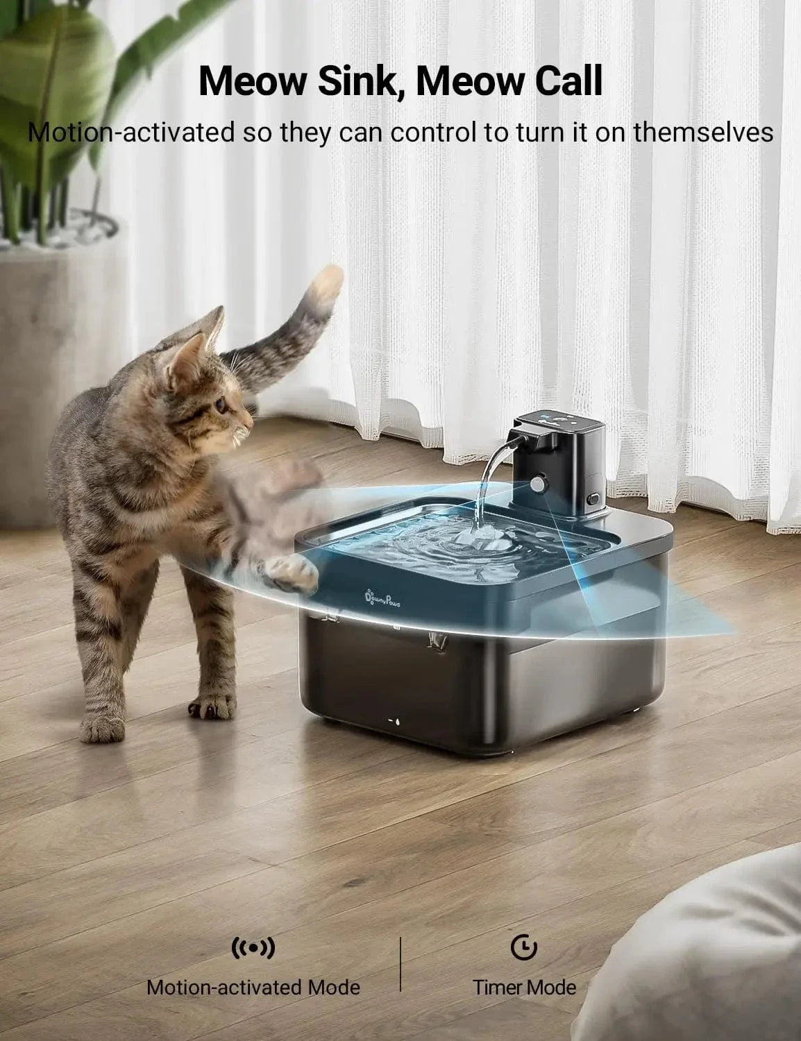 Fontaine eau automatique 2,5L inox – Distributeur sans fil