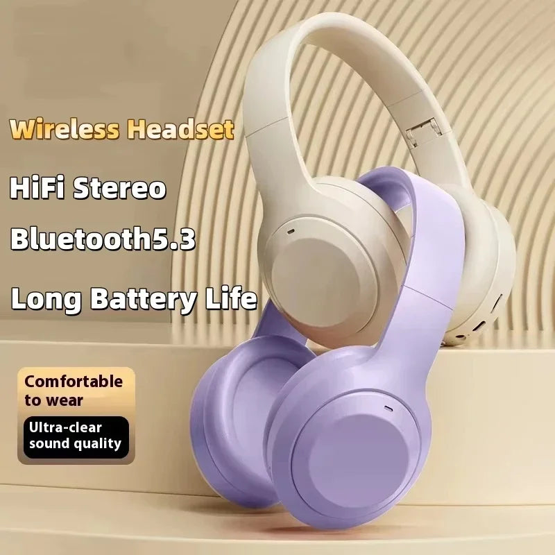 Wireless Bluetooth 5.3 Headset – Foldable Hi-Fi Stereo with Mic & Noise Cancelling for Gaming & Music