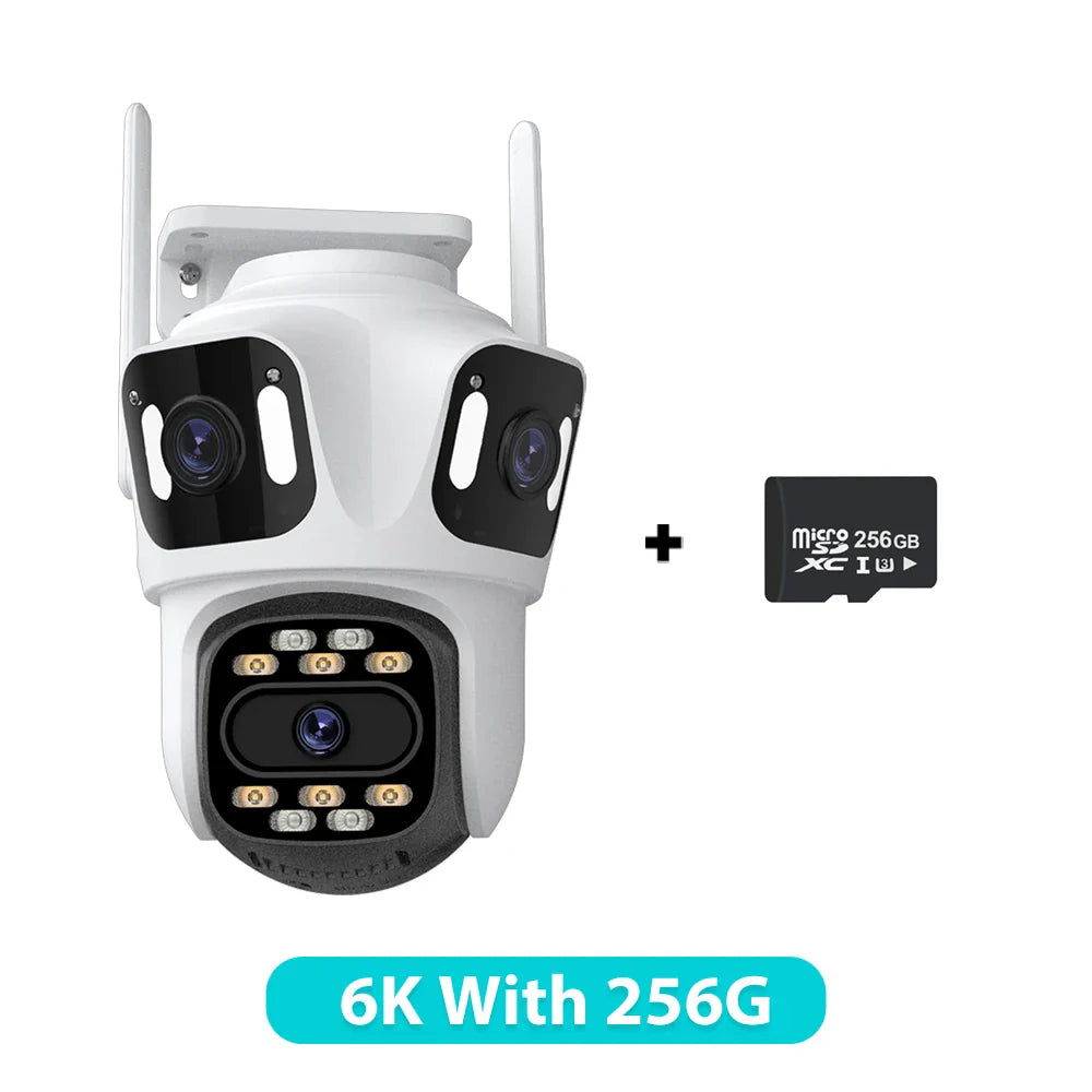 Three Lens PTZ IP Camera Outdoor 6K HD Three Screen WiFi Security Camera Auto Tracking 4K Dual Len Wirelss CCTV Camera iCsee Stone's Store