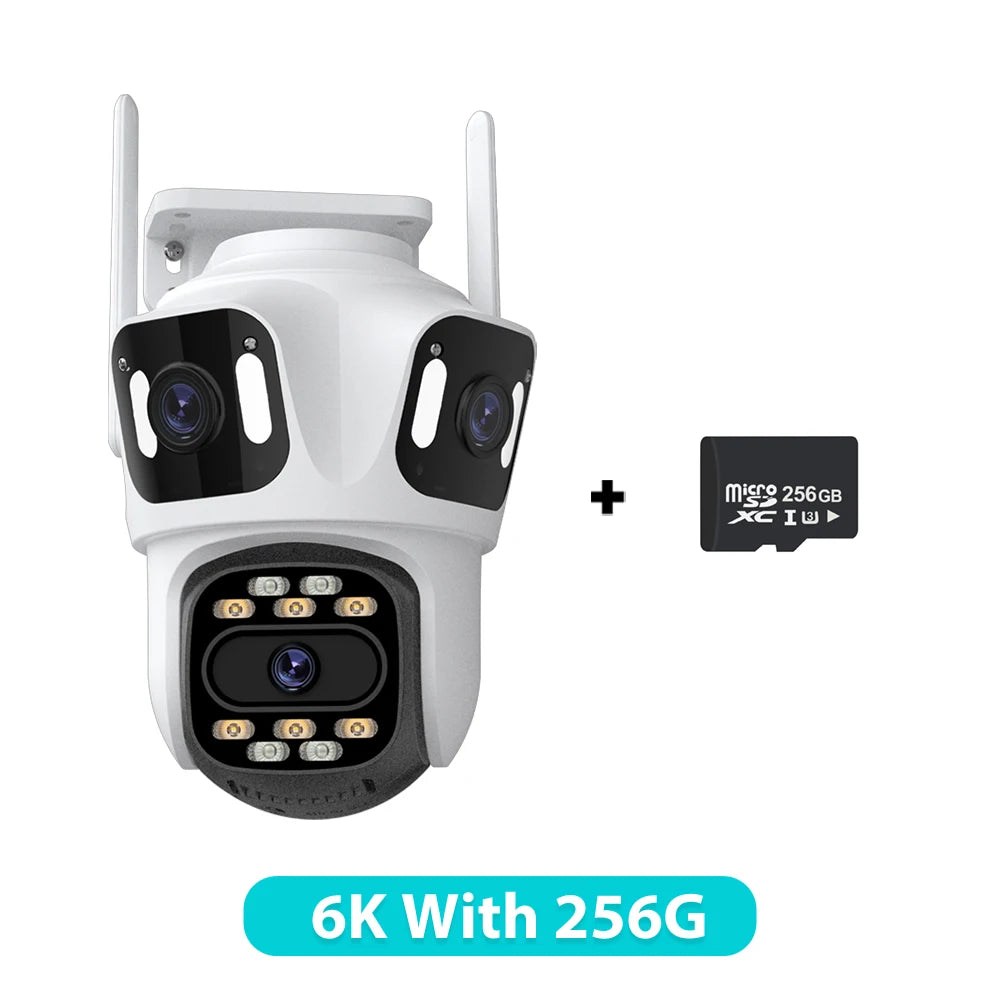 Three Lens PTZ IP Camera Outdoor 6K HD Three Screen WiFi Security Camera Auto Tracking 4K Dual Len Wirelss CCTV Camera iCsee Stone's Store