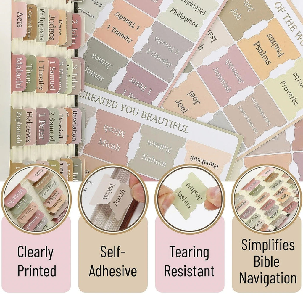 5 Sheets(75pcs) Bible Tabs Large Print And Easy-To-Read Bible Journaling Supplies Self-Adhesive Index Label Sticker Stationery A+ Good Store