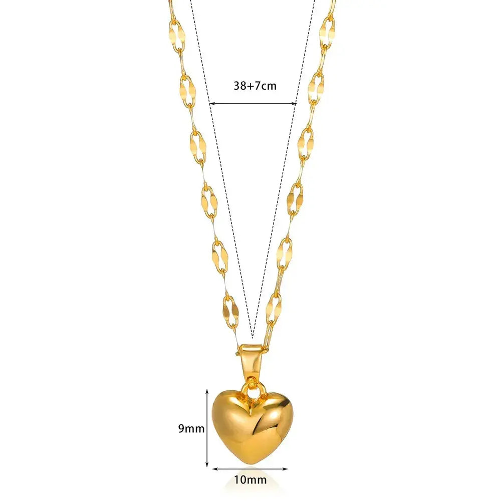 Stainless Steel Love Heart Necklace For Women 2023 New Trendy Lip
