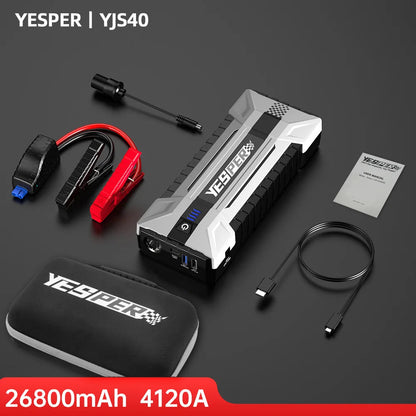 YESPER Car Jump Box ,4120A Peak Jump Box Starter For Car,ALL Gas and Up to 10.0L Diesel Engine, Powerful 12V Jump Pack With Power Bank/Quick Charge/LED Light YESPER STORE Store