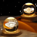 View details for 3D Crystal Ball LED Night Light Moon Saturn Planets Lamp Galaxy 