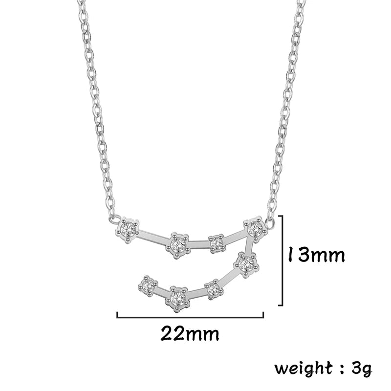Lucktune Zircon Constellation Pendant Necklace Libra Virgo Zodiac Necklace for Women Stainless Steel Birthday Jewelry Gifts 2025 lucktune Official Store