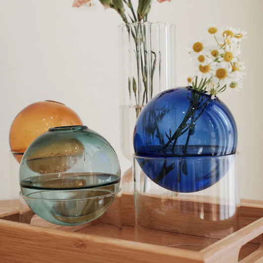 Mini Round Glass Flower Vase – A Delightful Touch of Nature for Your Space Ursmart Store