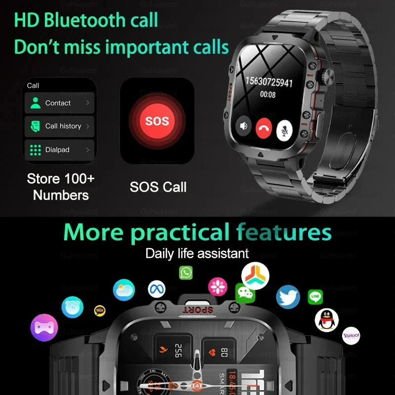 Smart Watch for Xiaomi Military GPS Tracker Men IP68 5ATM Outdoor Sports Fitness Tracker Health Monitor 1.96" BT Call Smartwatch LIGE SmartWatch Official Store