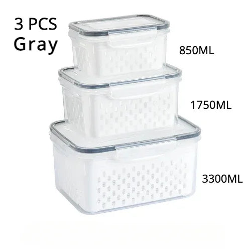 Clear Fresh-Keeper Box – Drain Basket for Veggies & Fruits!