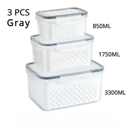 Clear Fresh-Keeper Box – Drain Basket for Veggies & Fruits!