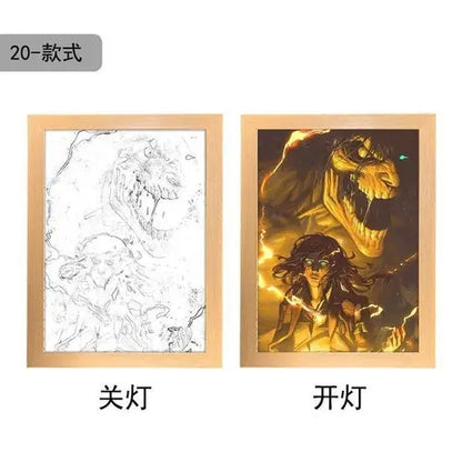 Attack On Titan Anime Figure Customized Night Light Painting Decor