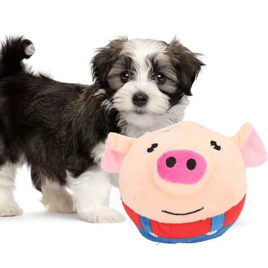 Pet Bouncing Ball USB Rechargeable Interactive Washable Cartoon Pig