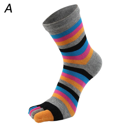 New Women Toe Socks Funny Five Fingers Socks Colorful Striped Printed  Rainbow Cotton Breathable Women's Short Socks Upgogo Store