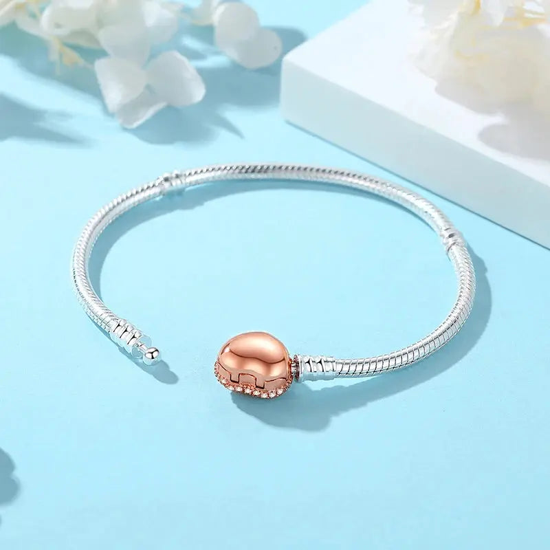 Brazaletes Pulseras de Plata de Ley 925 Originales Charms de Clip Corazón de Amor