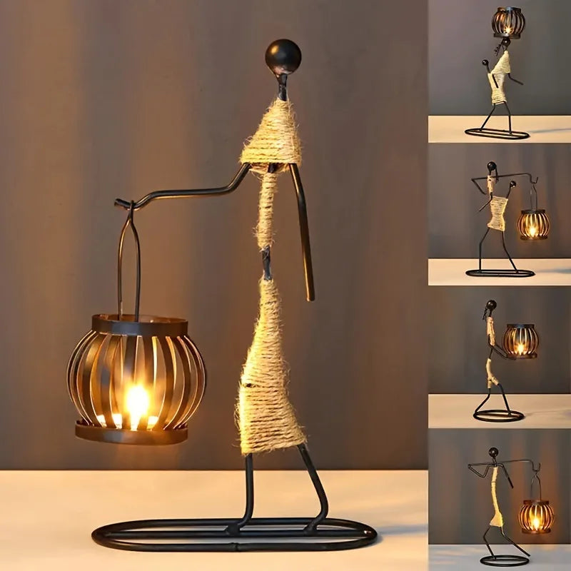 Nordic Metal Candlestick Abstract Character Sculpture Candle Holder Decors Handmade MERRYHOME Merryhome Official Store