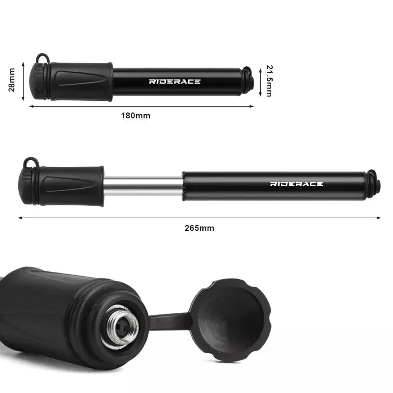 Bomba de bicicleta RIDERACE, portátil, mini, manual, de alta presión