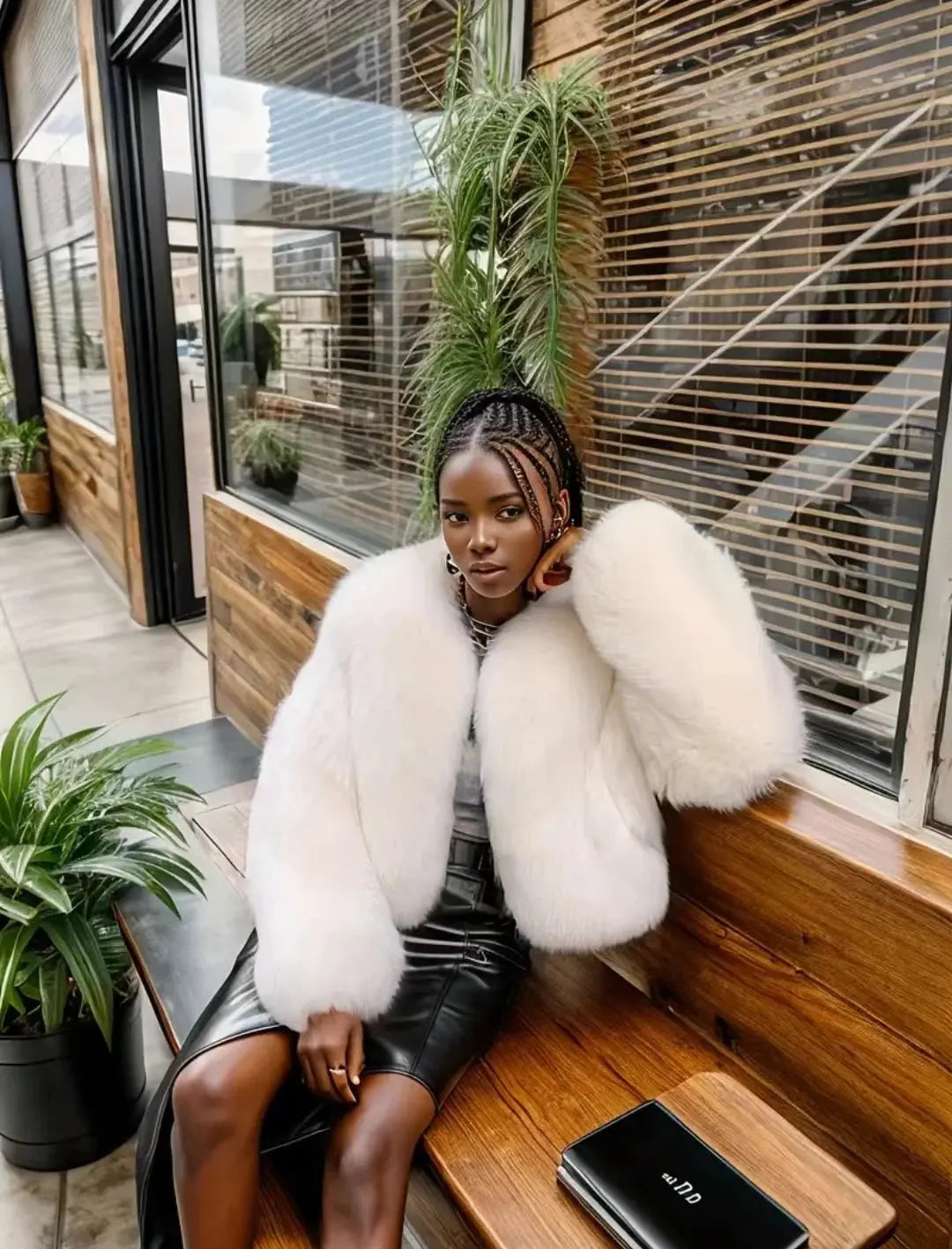 Imitation fur black style jacket coat coat imitation fox fur warm AliExpress
