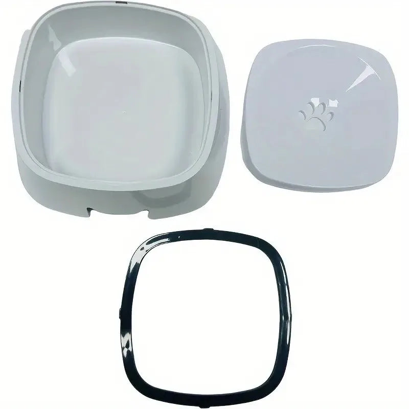 Spill-Proof Pet Water Bowl with Non-Slip Base, Floating Filter, Clear Design for Dogs & Cats, Indoor/Outdoor Use, Portable & Dur