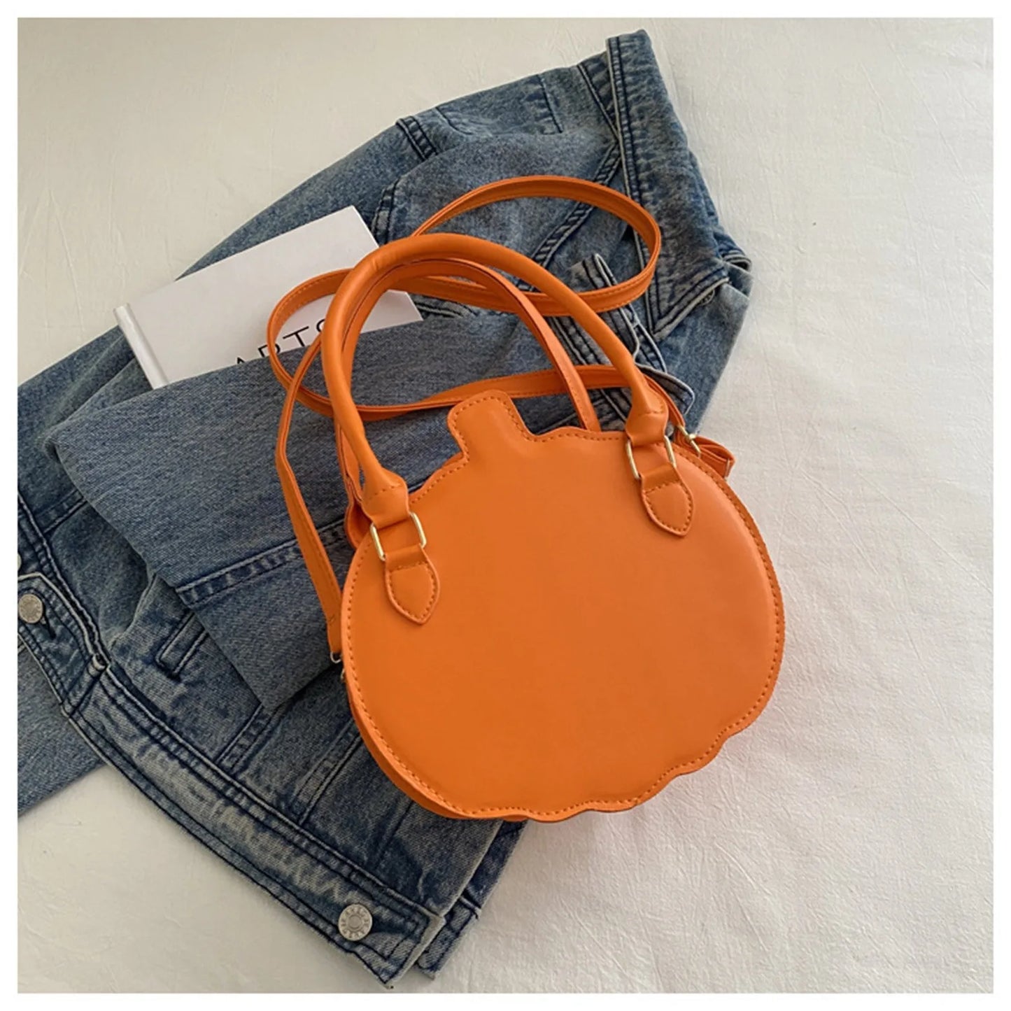 Trendy Cartoon Pumpkin Crossbody Bag Large Capacity Casual Halloween Fashionable Single Shoulder Bag with Zipper Polyester Fiber