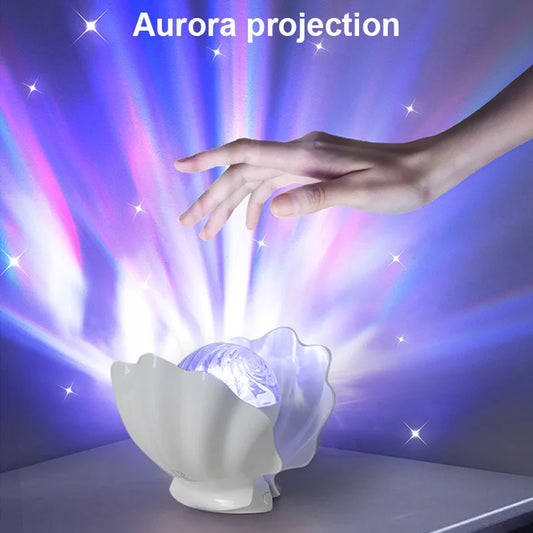 Lámpara Proyectora AuroraShell™ Estrellada 🐚🌌 Brillo Nocturno de Ensueño