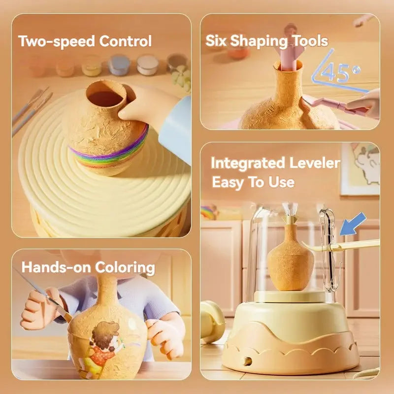 DIY Kids Pottery Wheel Kit Sculpting Clay Tools Arts Supplies AliExpress