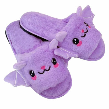 Halloween New Bat Plush Shoes Lightweight Home Fuzzy Slippers Women Men Flip Flops Cartoon Kid Adults Flat Slides for Party