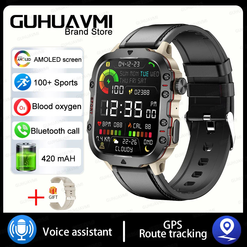 Smart Watch for Xiaomi Military GPS Tracker Men IP68 5ATM Outdoor Sports Fitness Tracker Health Monitor 1.96" BT Call Smartwatch LIGE SmartWatch Official Store
