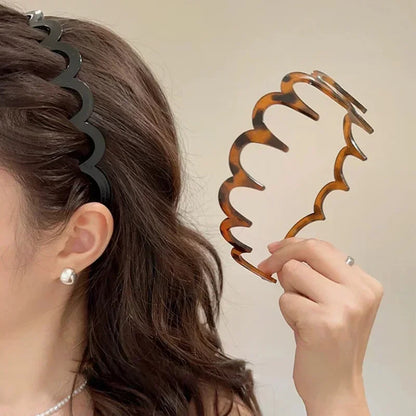 Fashion Wave Headbands for Women Solid Color Toothed Non-slip Hair Bands Girl Face Wash Sports Hairbands Hair Accessories WE YOU Store