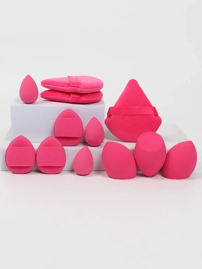 12-Piece All-Purpose Makeup Sponge Set, Made of 3 Loose Powder Puffs, 3 Mini Air Cushion Puffs, 3 Beauty Eggs and 3 Mini Beauty Shop Cherry Darling Store
