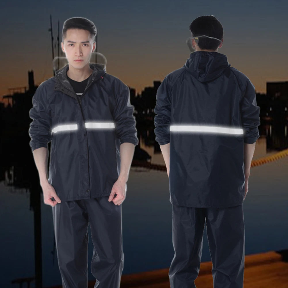 Raincoat and Rainpants Suit Waterproof Full Body Rainstorm Prevention Thickened Motorcycle Raincoat Set for Motorcyclist Rider