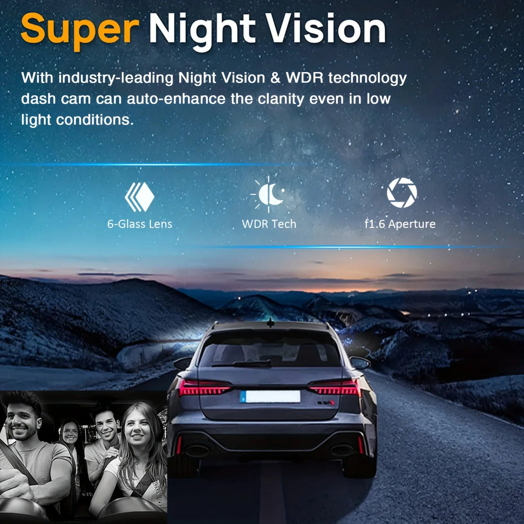 New  Wide Angle 1080P WIFI APP Control Dual Camera Dash Cam (Front & Inside) With IR Night Vision Loop Recording Gmaipop Store