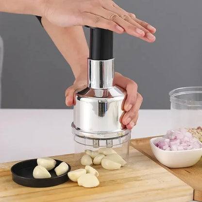 QuickChop™ – Stainless Steel Hand-Press Veggie Cutter
