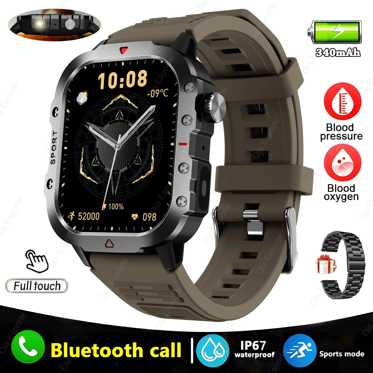 2024 New For Xiaomi Military Smart Watch Men IP68 5ATM Outdoor Sports Fitness Tracker Health Monitor 1.96" BT Call Smartwatch