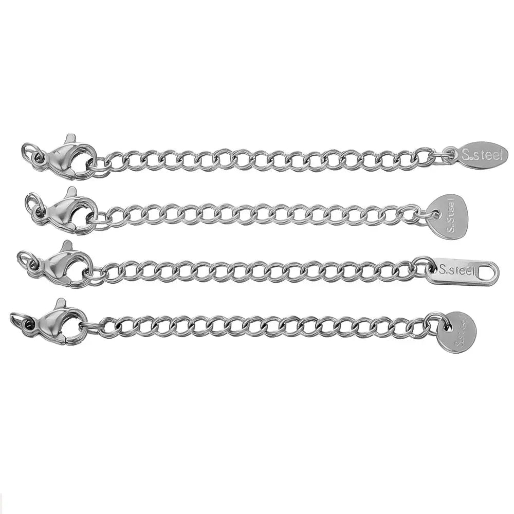 10pcs Gold Stainless Steel Extender Chains with Lobster Clasps for Jewelry Making